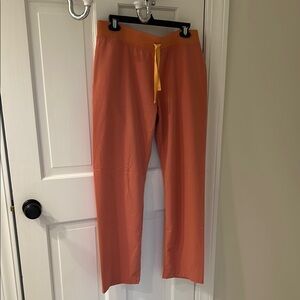 Women’s Coral Livingston Figs scrub Pants with Yellow Drawstring